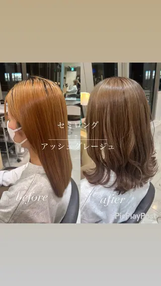 セミロング カラー 大人女性ぼかし メンズ強化🦙平作のヘアスタイル