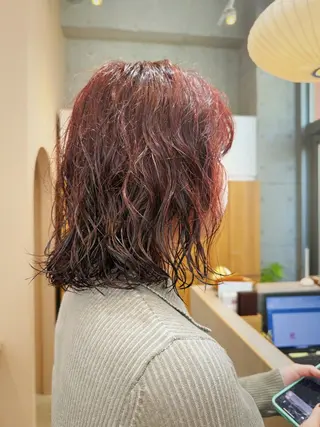 ミディアム パーマ ❤️アヤカ Wカラー ボブ レイヤー❤️のヘアスタイル