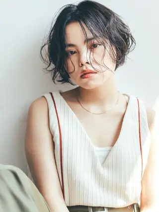 ミディアム パーマ ❤️ショートカット ・顔周りカット❤️のヘアスタイル