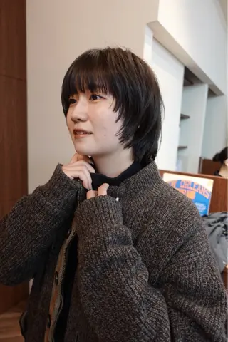 ショート カラー ボブパーマ/パーマ ウルフパーマのヘアスタイル