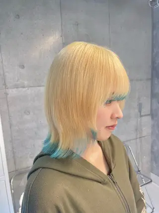 ミディアム カラー ʜᴀʀᴜᴋᴀ♱メンズ ウルフ/ブリーチのヘアスタイル