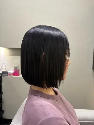 ミディアム 髪質改善カラー&TR 縮毛矯正/弱酸性矯正のヘアスタイル