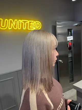 セミロング カラー パーマ ヘアアレンジ メンズ キッズ ブリーチなしカラー/ ブラウン/レイヤーのヘアスタイル