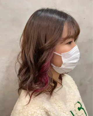 ミディアム カラー 【ピンク/韓国ヘア/ ヘアセット】亜海のヘアスタイル