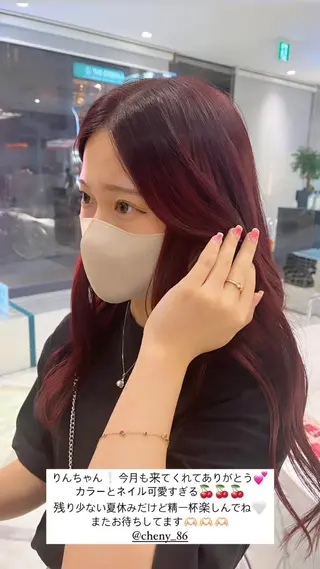 ロング カラー ヘアアレンジ ネイル mai🤍縮毛酸性ス トレート/アイリストのヘアスタイル