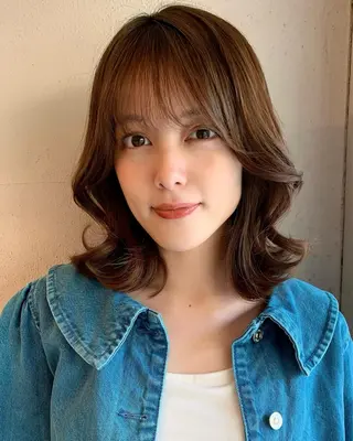 ミディアム カラー 透明感/オリーブ/ グレージュ/YUKAのヘアスタイル