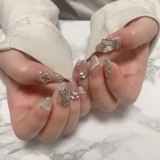 ネイル はな💎ネイル ワンホン、長さ出しのネイルデザイン