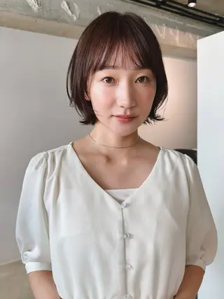 ショート カラー パーマ 🫧小顔×似合わせ× 透明感カラー🫧のヘアスタイル