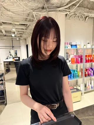 ミディアム 🟡ひろの/ツヤ カラー/髪質改善🟡のヘアスタイル