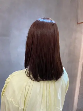 セミロング カラー ボブ/巻ける縮毛矯正 /韓国レイヤーはなのヘアスタイル
