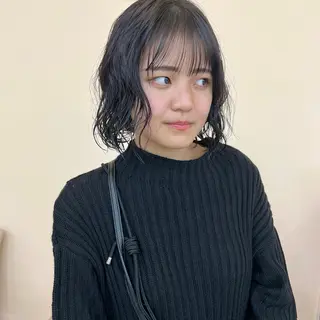 ミディアム パーマ 舟橋耀/ブリーチカラ ー/レイヤーカットのヘアスタイル