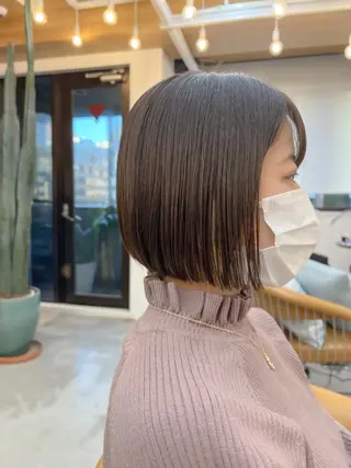 ミディアム ボブ/縮毛矯正 髪質改善/もえるのヘアスタイル