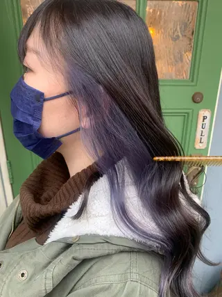 ロング カラー 清水千優/パーマ/透 明感カラー/メンズのヘアスタイル