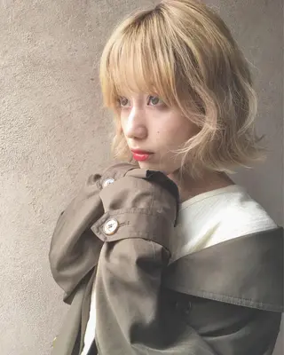 ミディアム カラー 店長/mao/ 前髪/顔周りカットのヘアスタイル