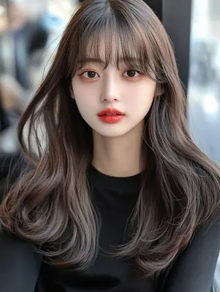 セミロング カラー 赤みなしオリーブ ハイトーン×レイヤーのヘアスタイル