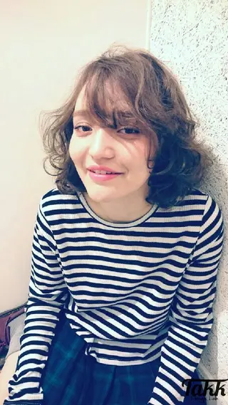 ミディアム パーマ カラー takk design labのヘアスタイル