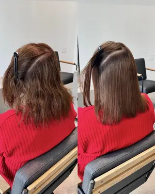 ミディアム パーマ ショート／ボブ／レイ ヤーいくらまゆのヘアスタイル