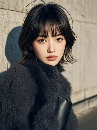 ミディアム ウルフカット 811 大阪梅田 ウルフのヘアスタイル