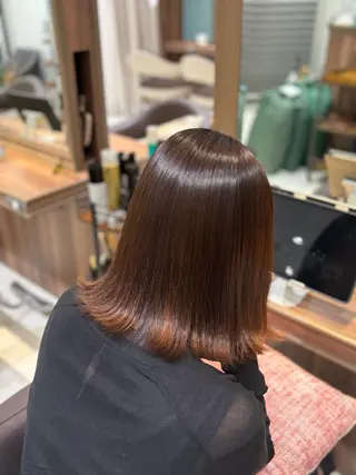 ミディアム パーマ ツヤ髪縮毛矯正💫/ ハイトーン/あゆみのヘアスタイル