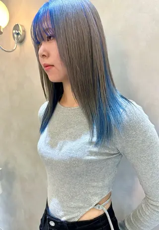 セミロング カラー レイヤー/ボブ/ 顔周り/yukinaのヘアスタイル