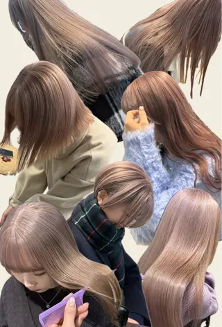 ミディアム カラー ミルクティー× グレージュMOMOのヘアスタイル