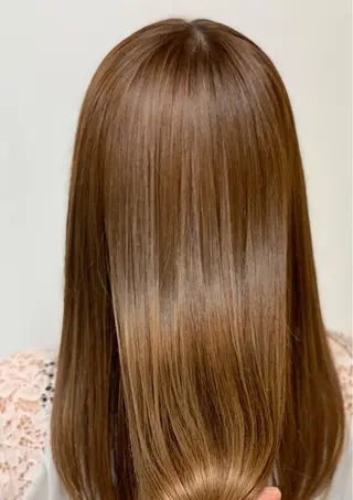 セミロング カラー 髪質改善/縮毛矯正 /ブリーチ矯正/岡部のヘアスタイル