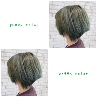 ショート カラー ヘアアレンジ ブリーチなし艶カラー 東家のヘアスタイル