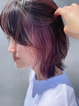 ミディアム カラー cyan sayaのヘアスタイル