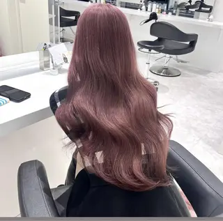 ロング 韓国ヘア/ブリーチ無 しWカラー/オリーブのヘアスタイル