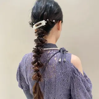 ロング ヘアアレンジ ベージュ/アレンジ /横浜/杉本千夏のヘアスタイル