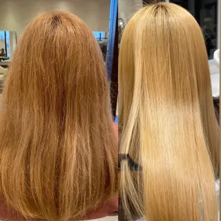 ロング 他店で断られた方歓迎 ブリーチ縮毛矯正のヘアスタイル