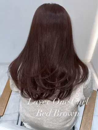 ロング カラー 赤み消し/オリーブ カーキ/福田れんのヘアスタイル