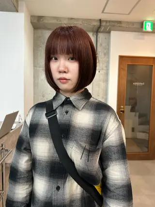ショート カラー ヘアアレンジ 切りっぱなしボブ/ デザインカラー店長のヘアスタイル