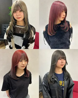 セミロング カラー インナーカラー ／レイヤー🦋ルイのヘアスタイル