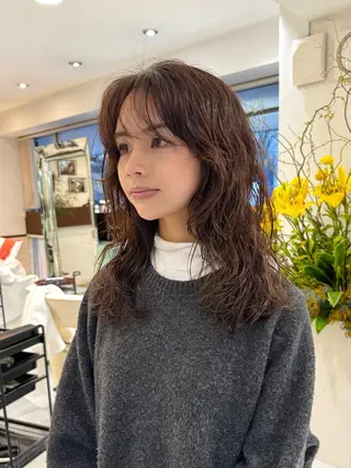 セミロング パーマ ZENKO表参道店所属・デジタルパーマ 🌀ボブ　萩原　龍のヘアスタイル