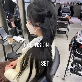 ロング カラー エクステ🩵ブリーチ 韓国ヘア🩵KAEのヘアスタイル