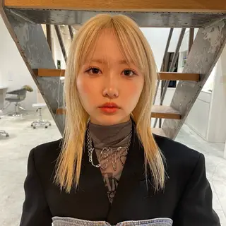 セミロング カラー デザインカラー AYA/DEANのヘアスタイル