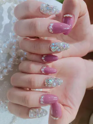 セミロング ネイル 長さ出し専門 nynaのネイルデザイン