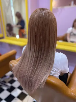 ヘアアレンジ カラー ロング チビ編み込みエクステ シールエクステのヘアスタイル