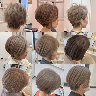 ショート カラー 白髪ぼかし脱白髪染め kaminowaのヘアスタイル