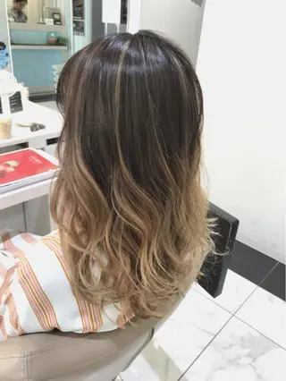 セミロング カラー 山崎俊輔/髪質改善 /バレイヤージュのヘアスタイル