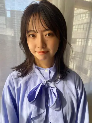 セミロング カラー ヘアアレンジ 田中 あやなのヘアスタイル