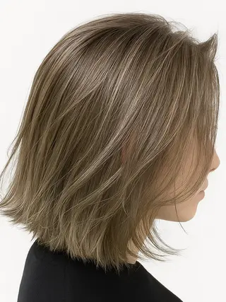 ミディアム 髪質改善＆白髪ぼかし カラー♡店長みやけ♡のヘアスタイル