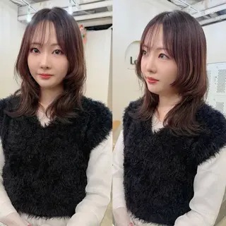 ミディアム カラー 透明感カラー/顔周り 臼井逸美のヘアスタイル