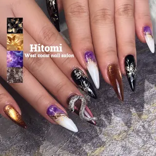 ネイル リボン、ガーリー パーツ放題専門店のネイルデザイン