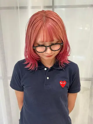 ミディアム カラー ボブレイヤー/ ブリーチ/miyuuのヘアスタイル