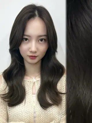 セミロング カラー パーマ コテ巻き/パーマ/艶 透明感/荻原凜太郎のヘアスタイル