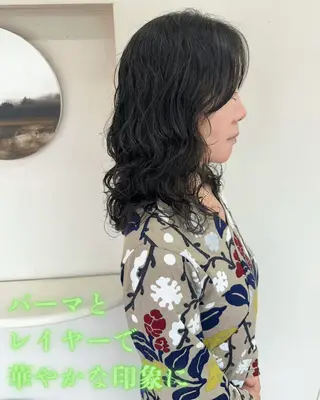 セミロング パーマ ビューティー　クララ所属・🌈miu miu hair✂️💕のヘアスタイル
