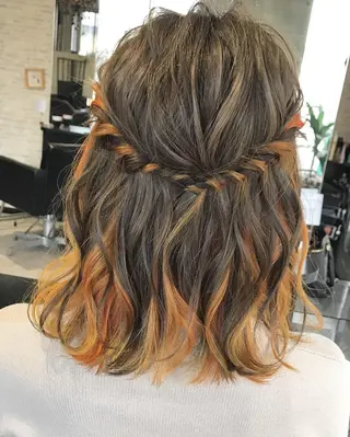 カラー セミロング 派手髪/ハイトーン/ エクステ✨ユウキのヘアスタイル