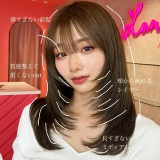 ミディアム カラー 山崎/ボブ縮毛矯正 レイヤー髪質改善のヘアスタイル